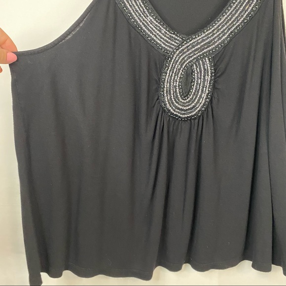 APT. 9 Black Beaded Low Cut V Neck Tank Top Plus Size 2X - Picture 3 of 7
